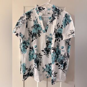 SHEIN short tie sleeve floral print top